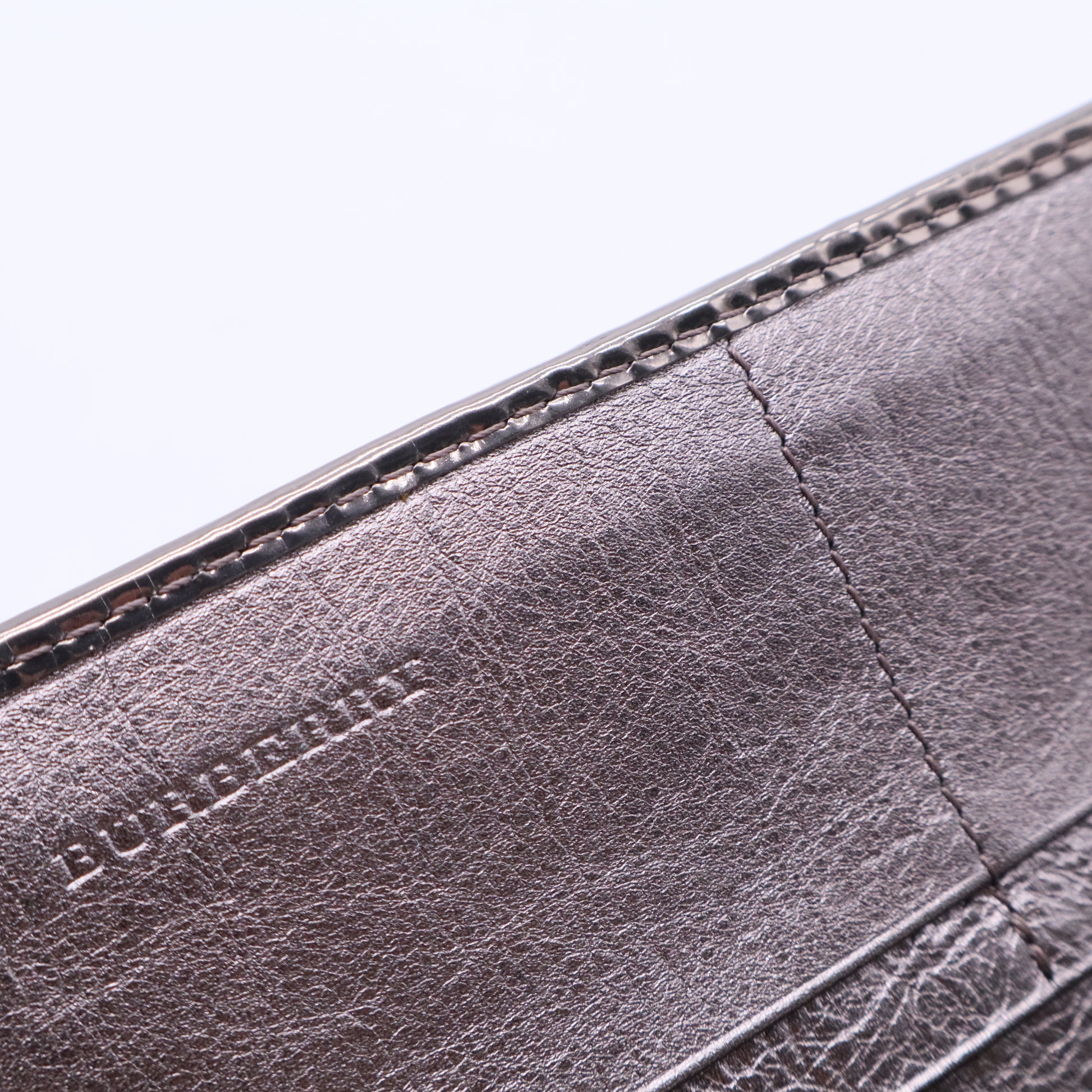 Metallic Grey Beat Check Nylon and Patent Leather Penrose Continental Wallet