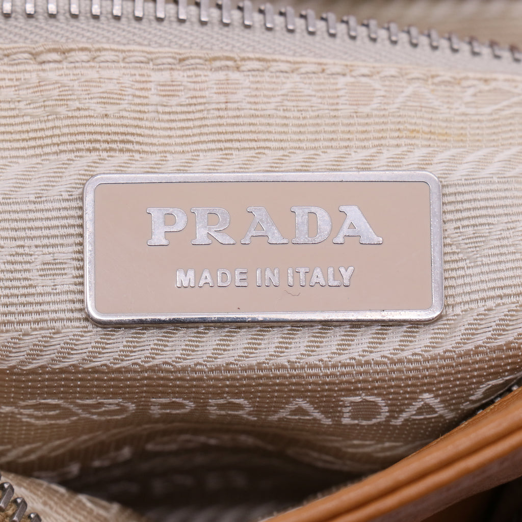 Prada Brown Leather Shoulder Bag Italy twins LDJ3964