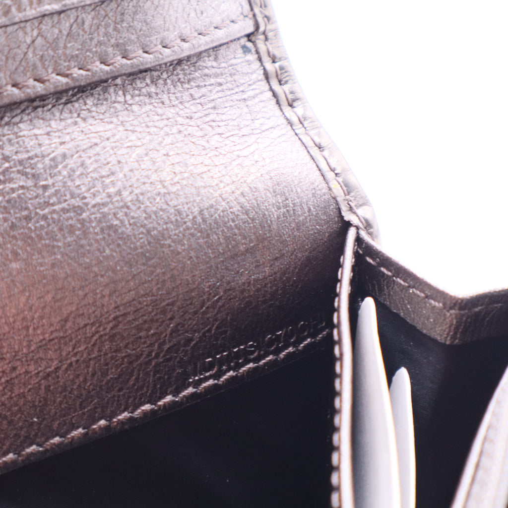 Metallic Grey Beat Check Nylon and Patent Leather Penrose Continental Wallet
