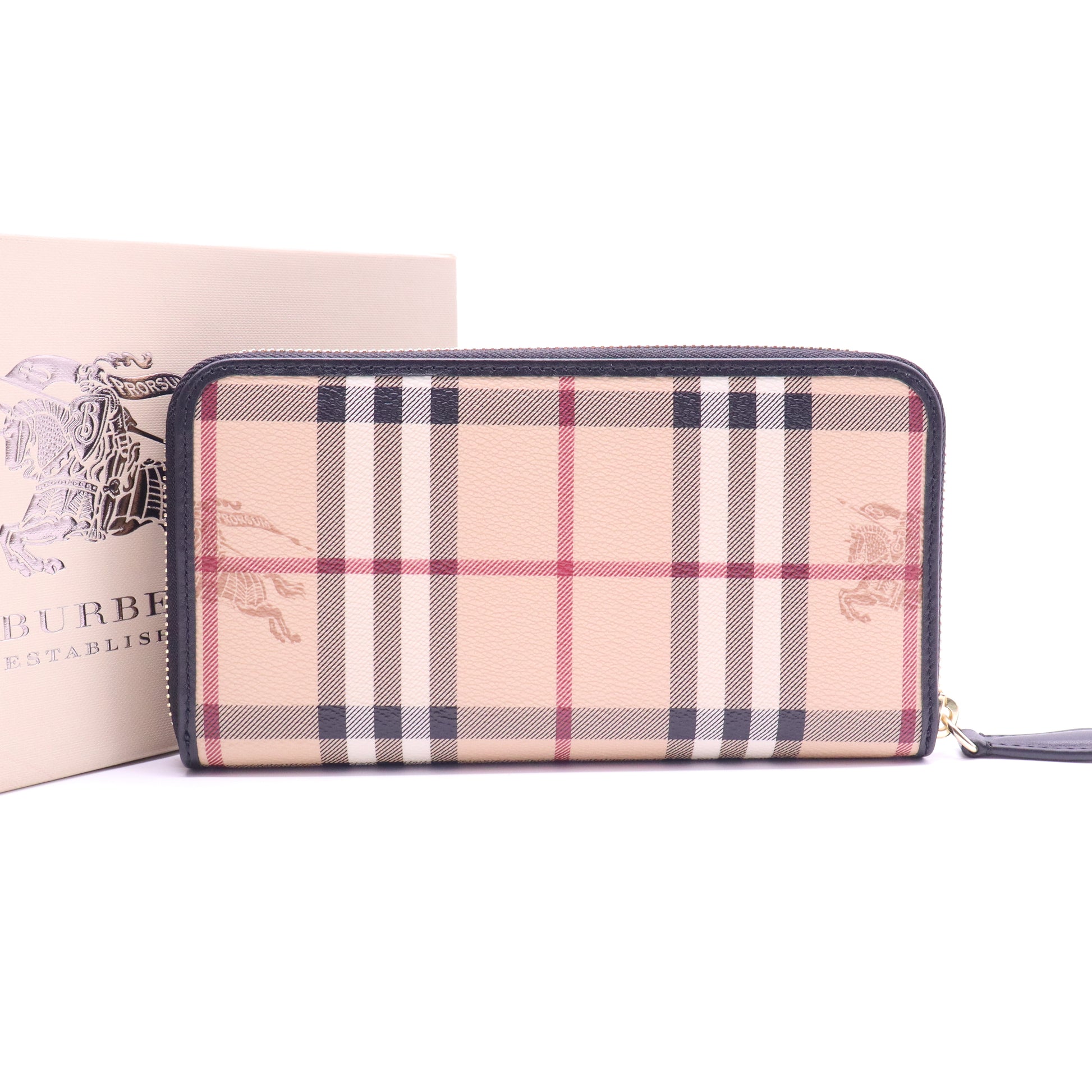 Burberry Haymarket Check Zip Around Wallet W21362