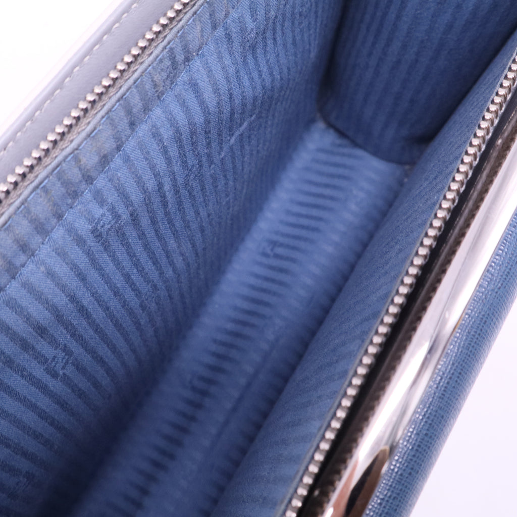 Cobalt/Milk Saffiano Leather Demi Jour Shoulder Bag