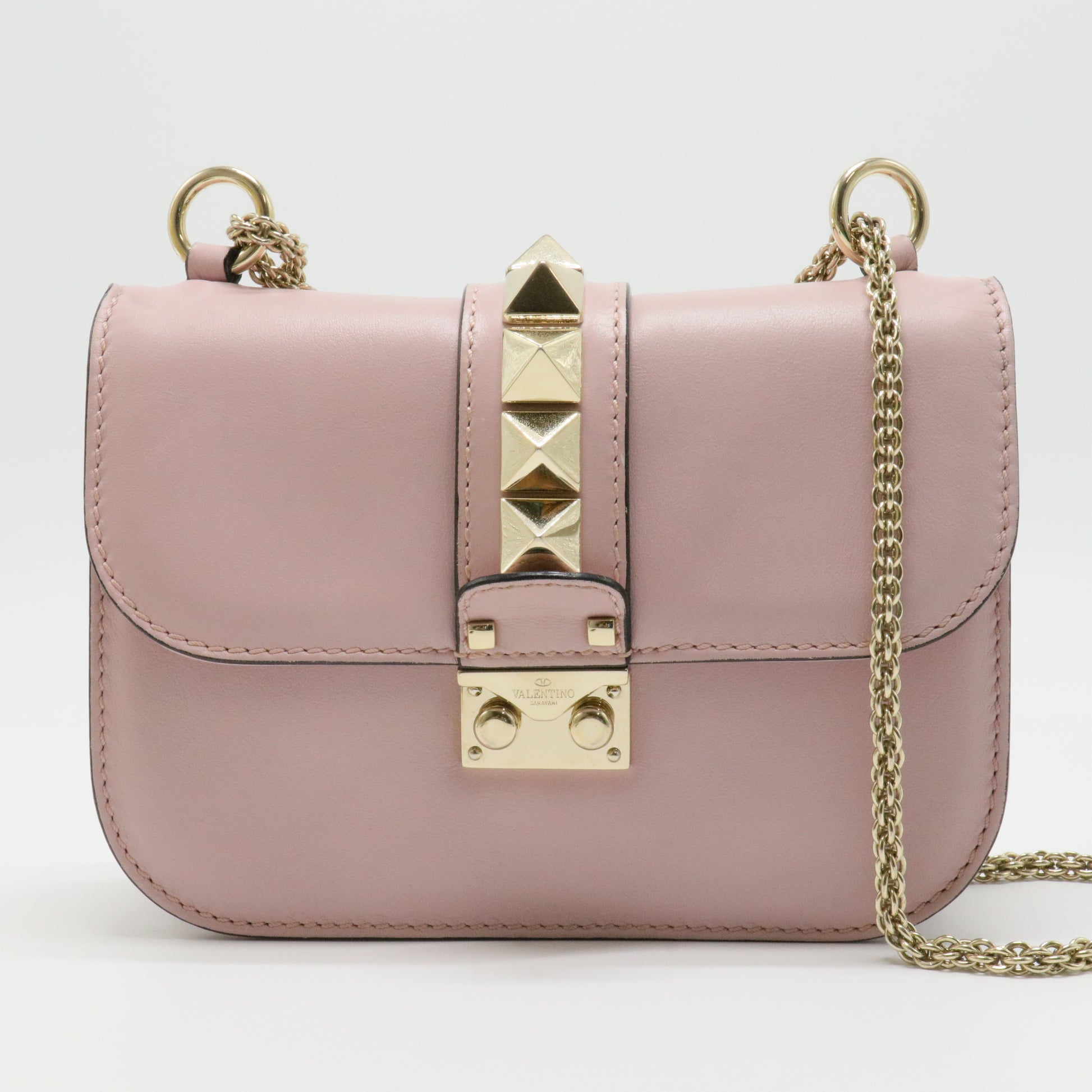 Vitello Medium Glam Lock Rockstud Flap Water Rose