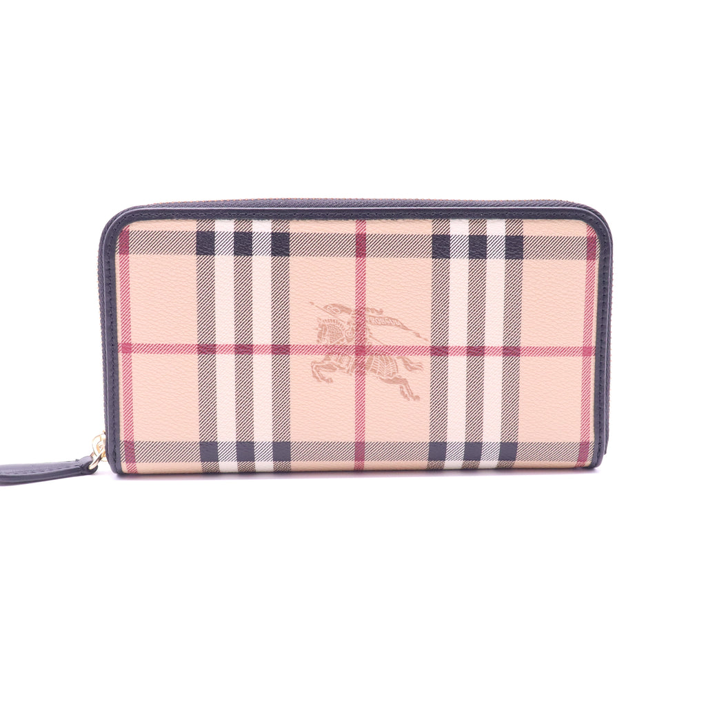 Burberry Haymarket Check Zip Around Wallet W21362