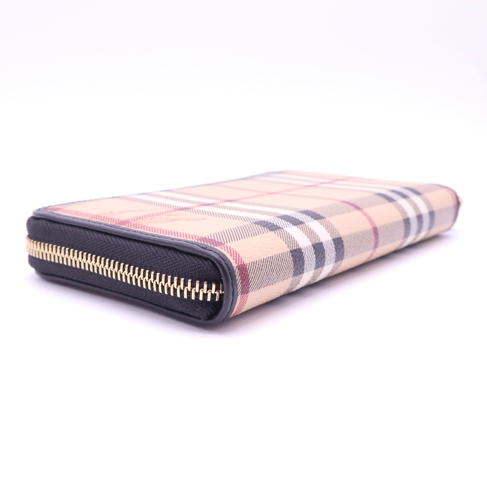Burberry Haymarket Check Zip Around Wallet W21362