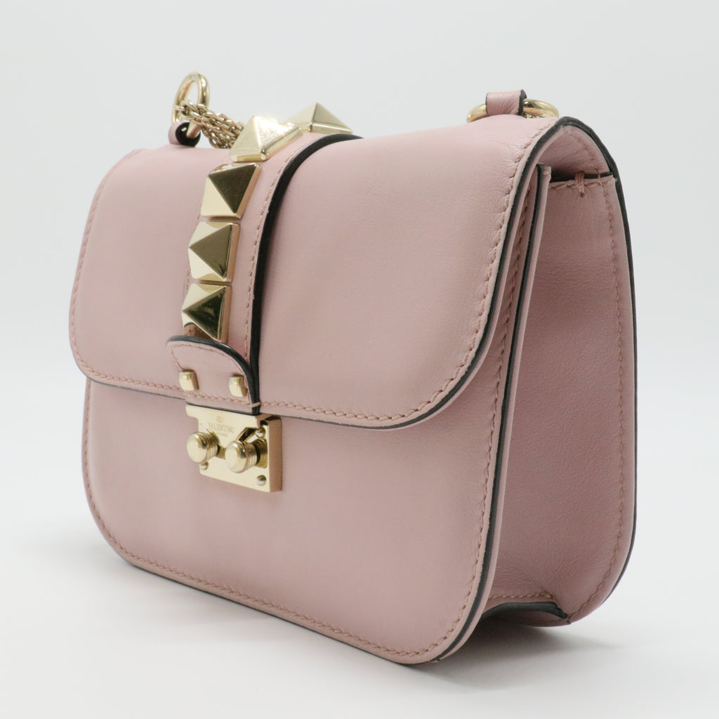 Vitello Medium Glam Lock Rockstud Flap Water Rose