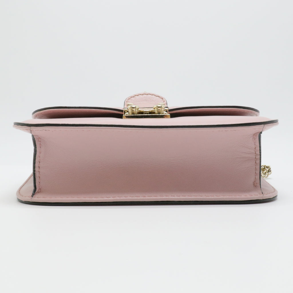 Vitello Medium Glam Lock Rockstud Flap Water Rose