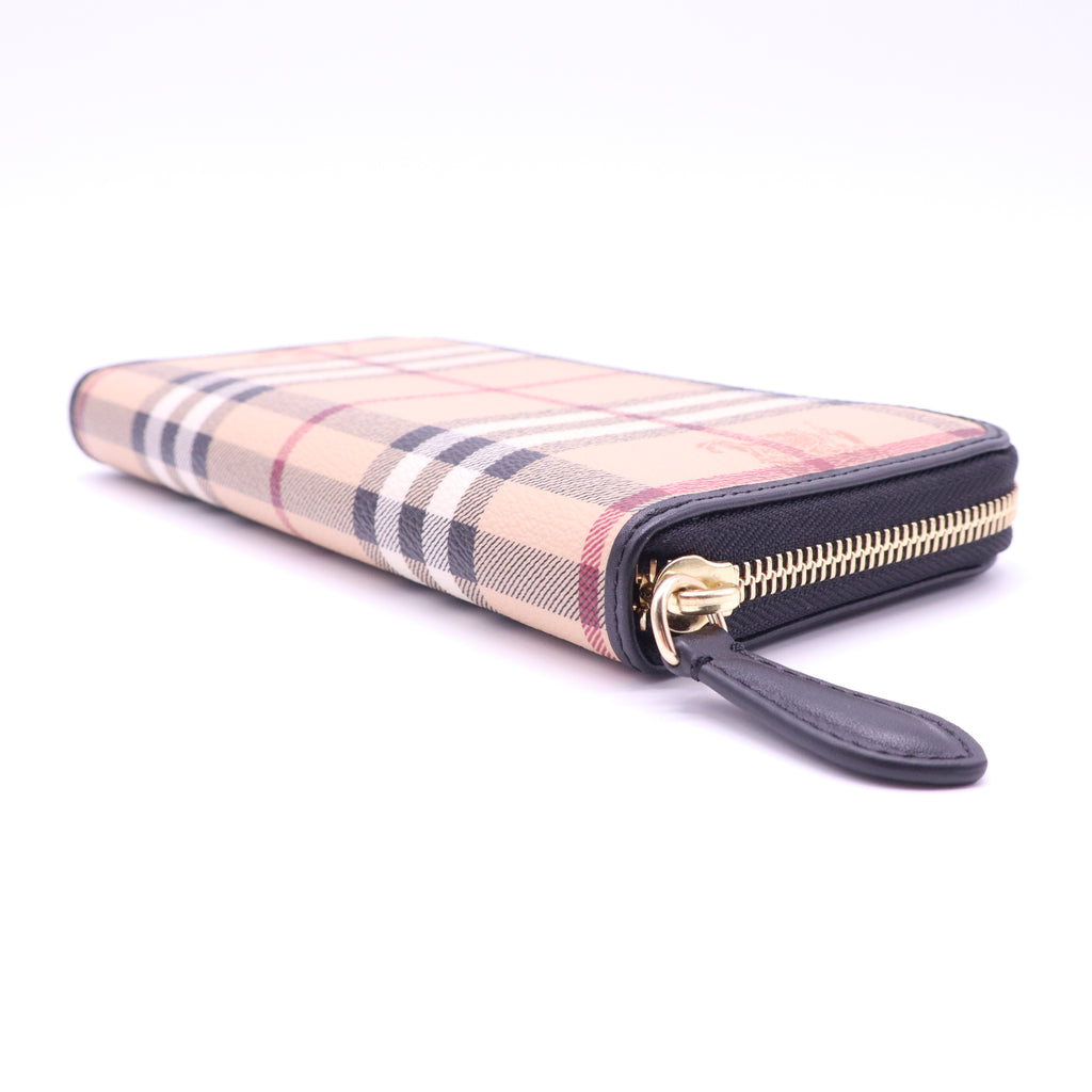 Burberry Haymarket Check Zip Around Wallet W21362