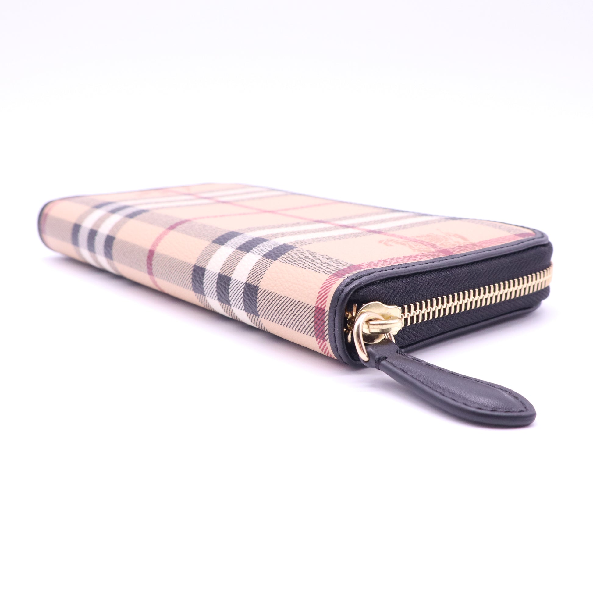 Burberry Haymarket Check Zip Around Wallet W21362