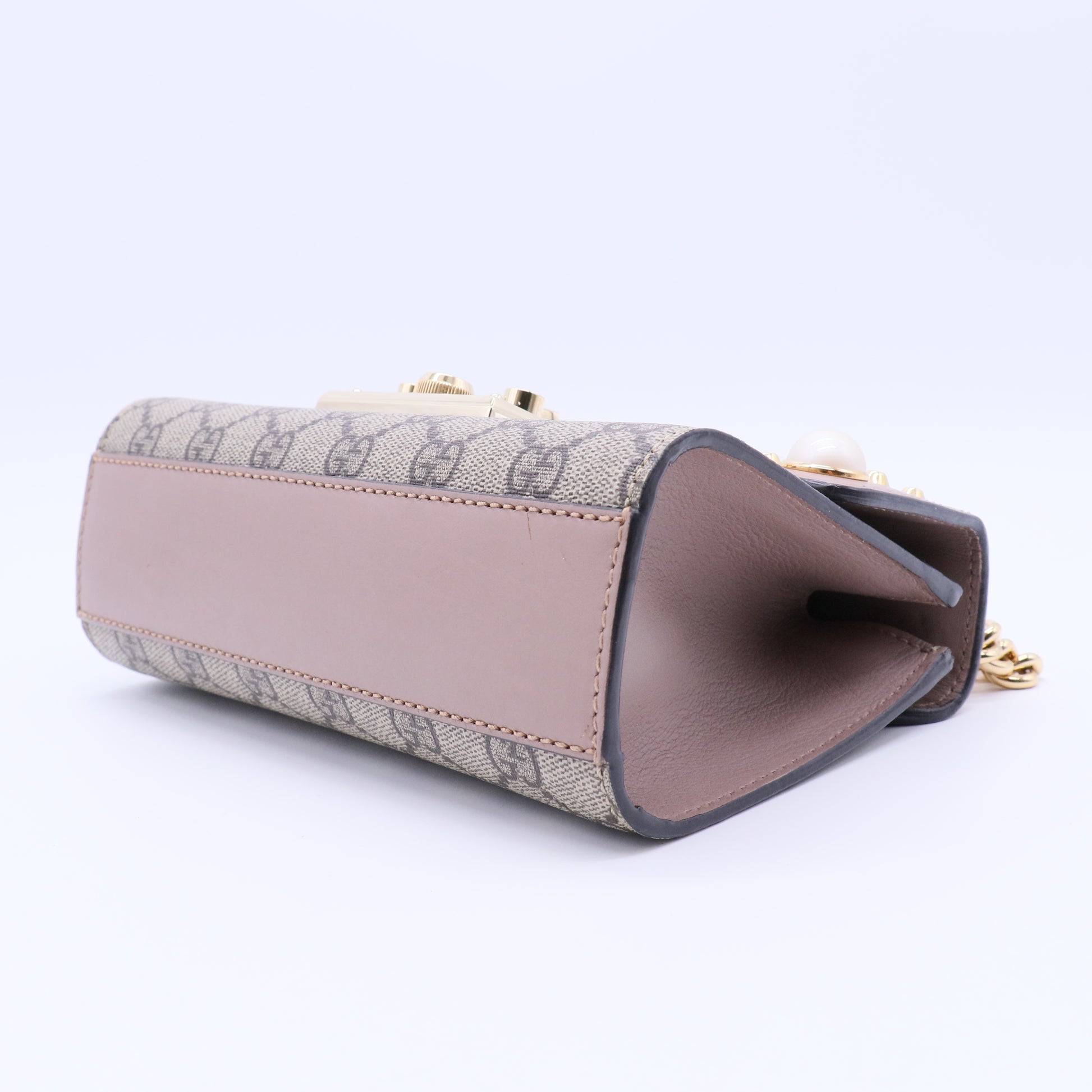 Pearly Padlock Shoulder Bag Studded Leather Small