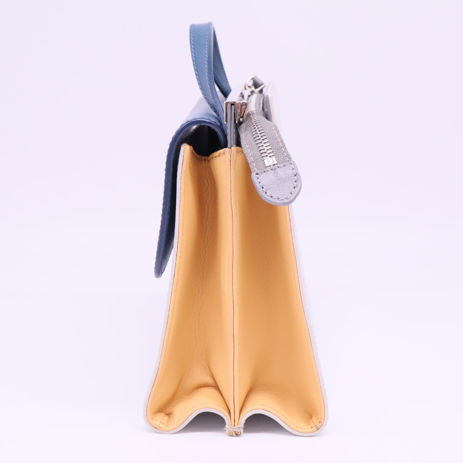 Cobalt/Milk Saffiano Leather Demi Jour Shoulder Bag