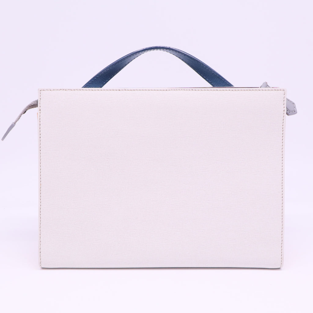 Cobalt/Milk Saffiano Leather Demi Jour Shoulder Bag
