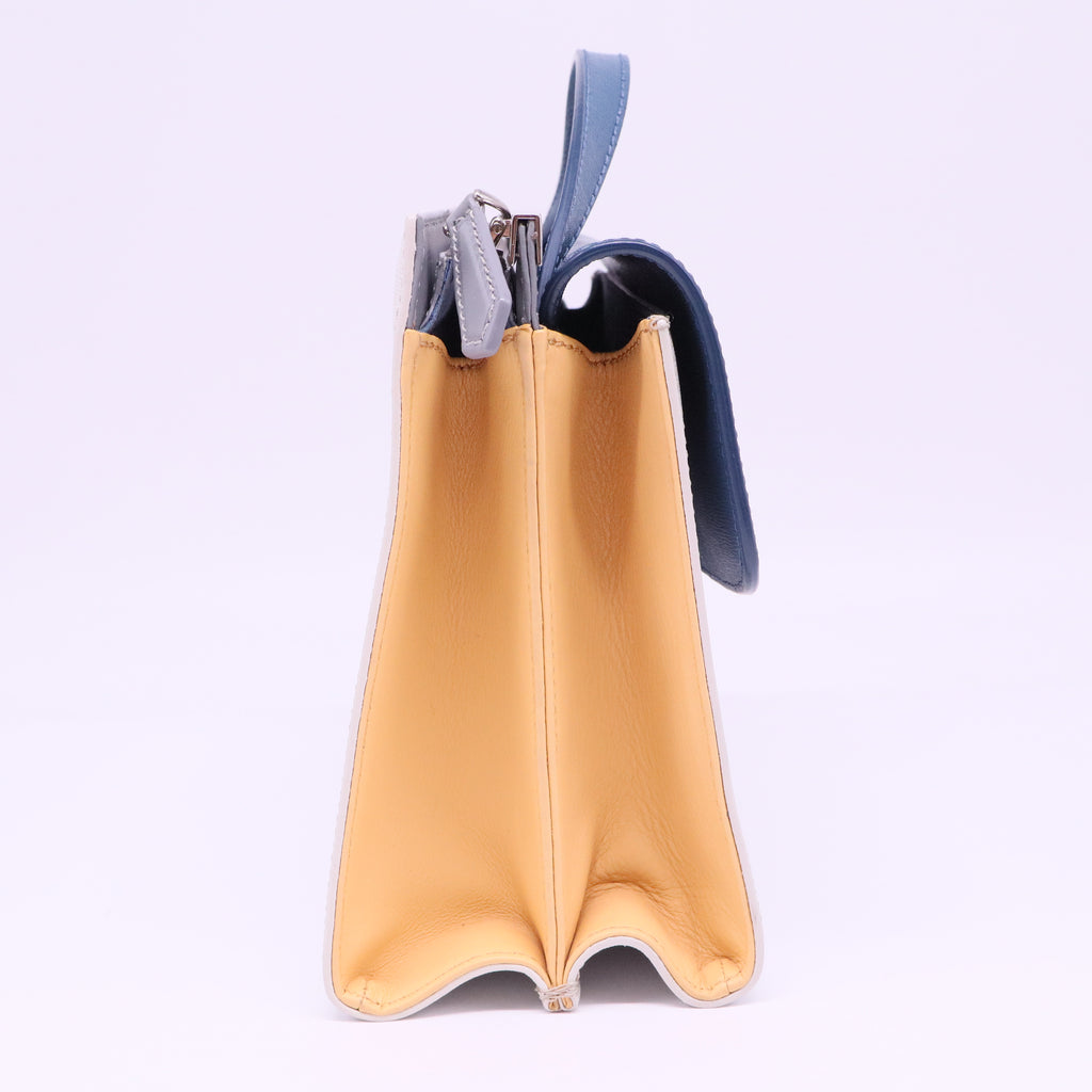 Cobalt/Milk Saffiano Leather Demi Jour Shoulder Bag