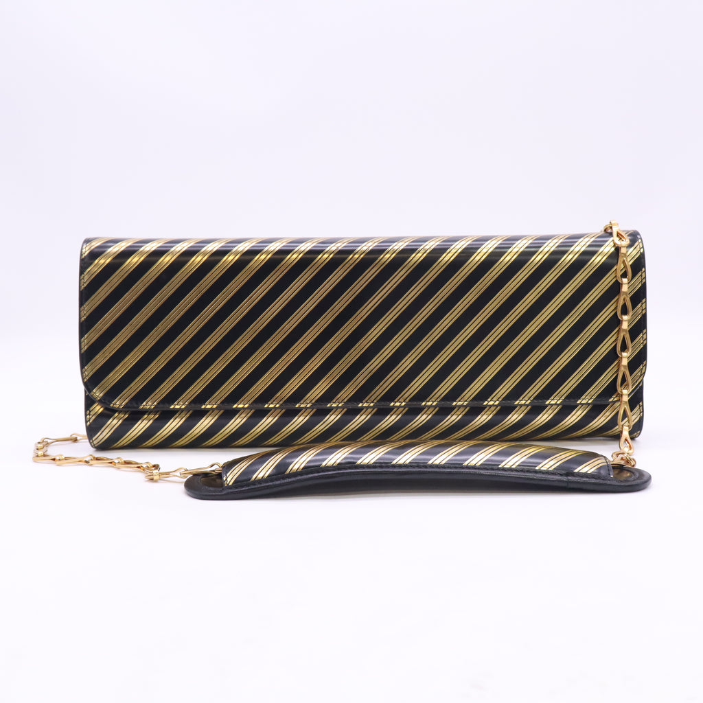 Balenciaga Gold Diagonal Stripe Clutch B24345