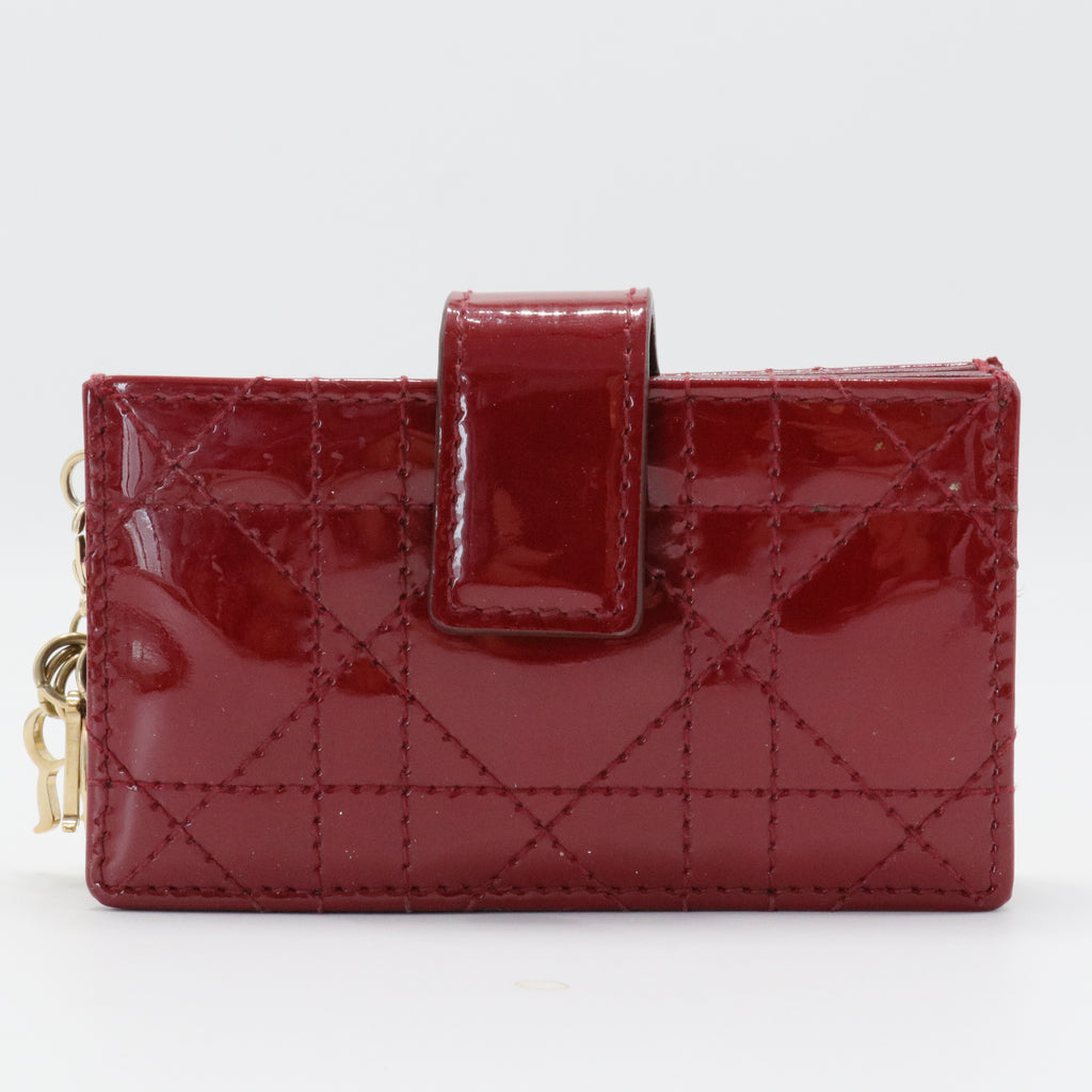 Cannage Pattern Patent Leather Wallet