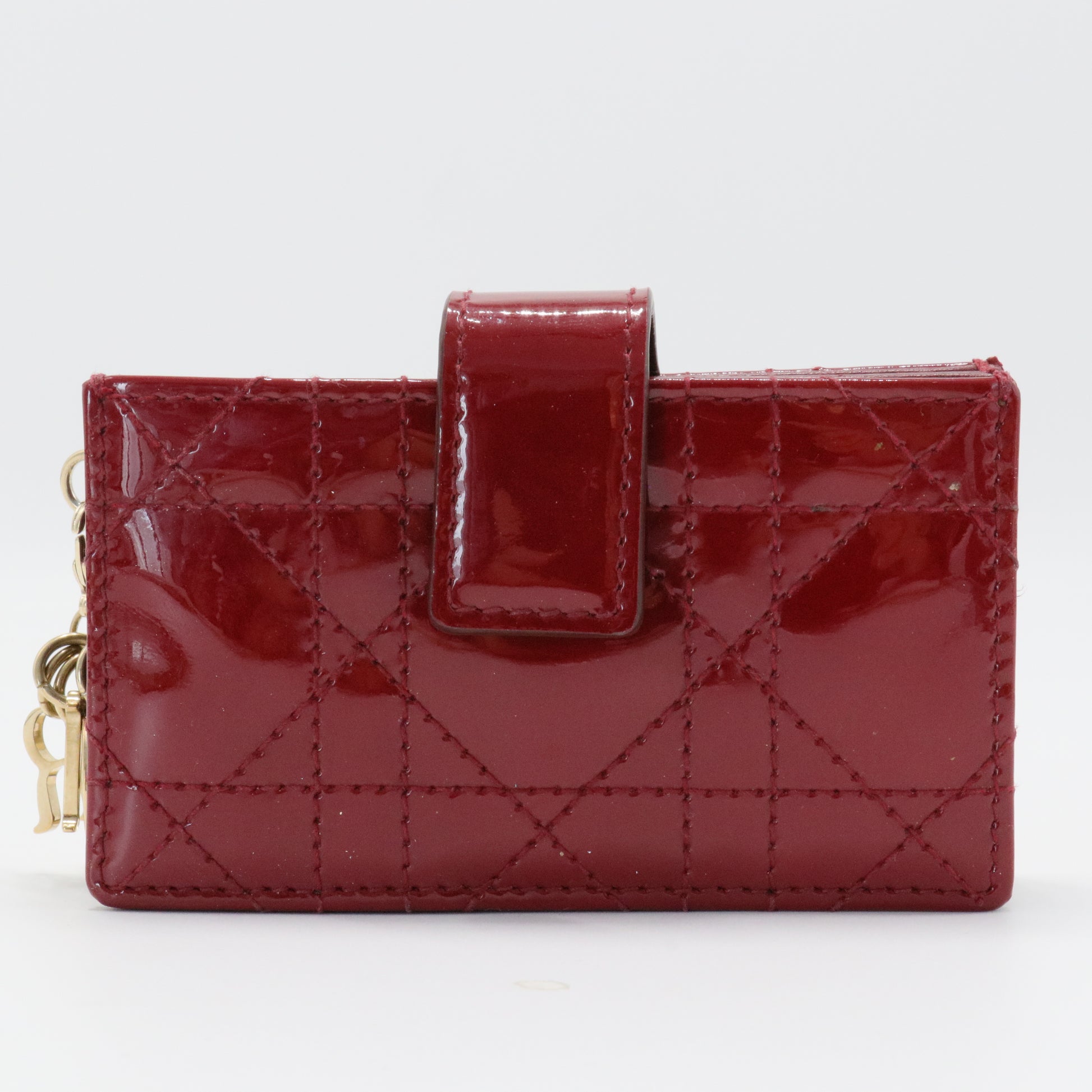 Cannage Pattern Patent Leather Wallet