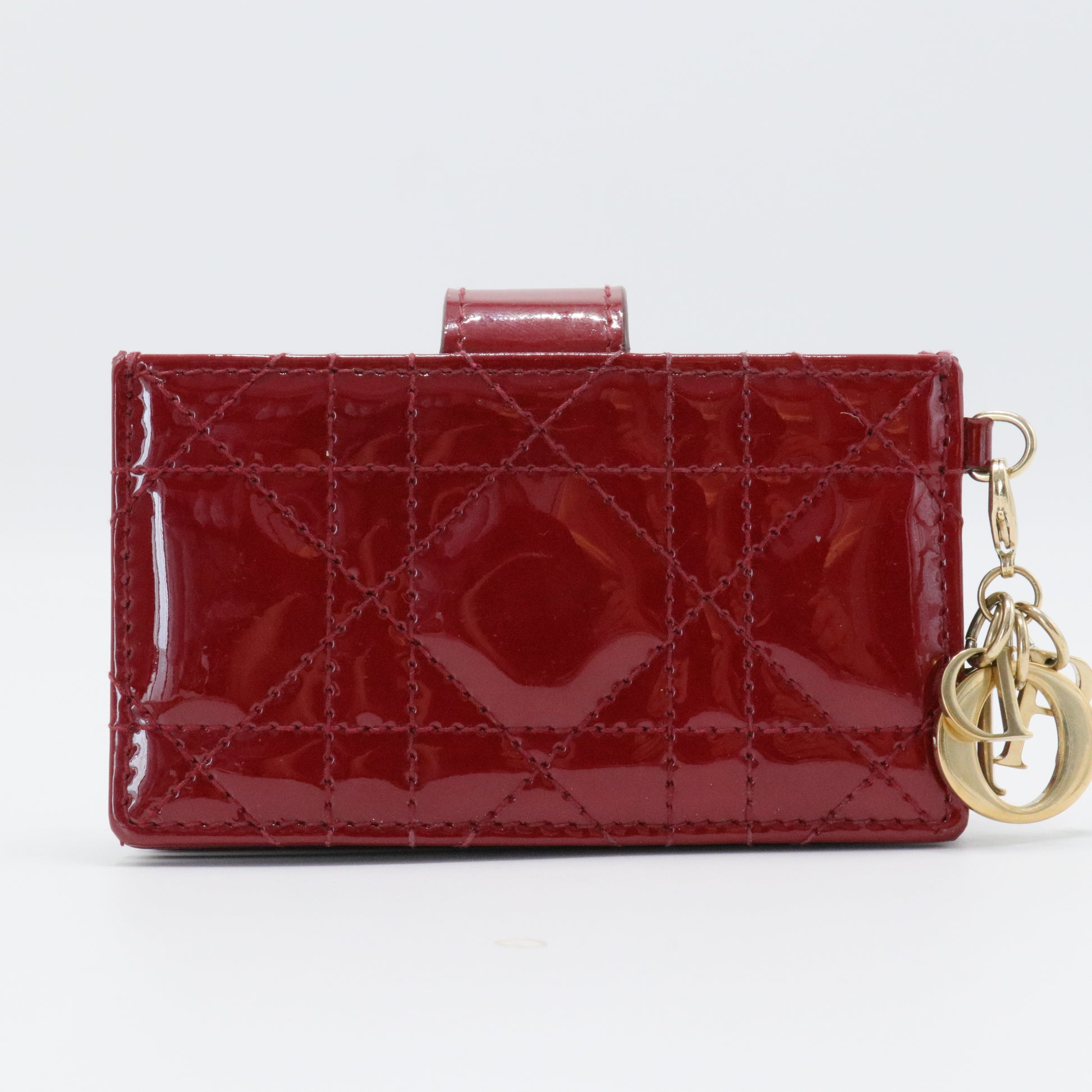 Cannage Pattern Patent Leather Wallet