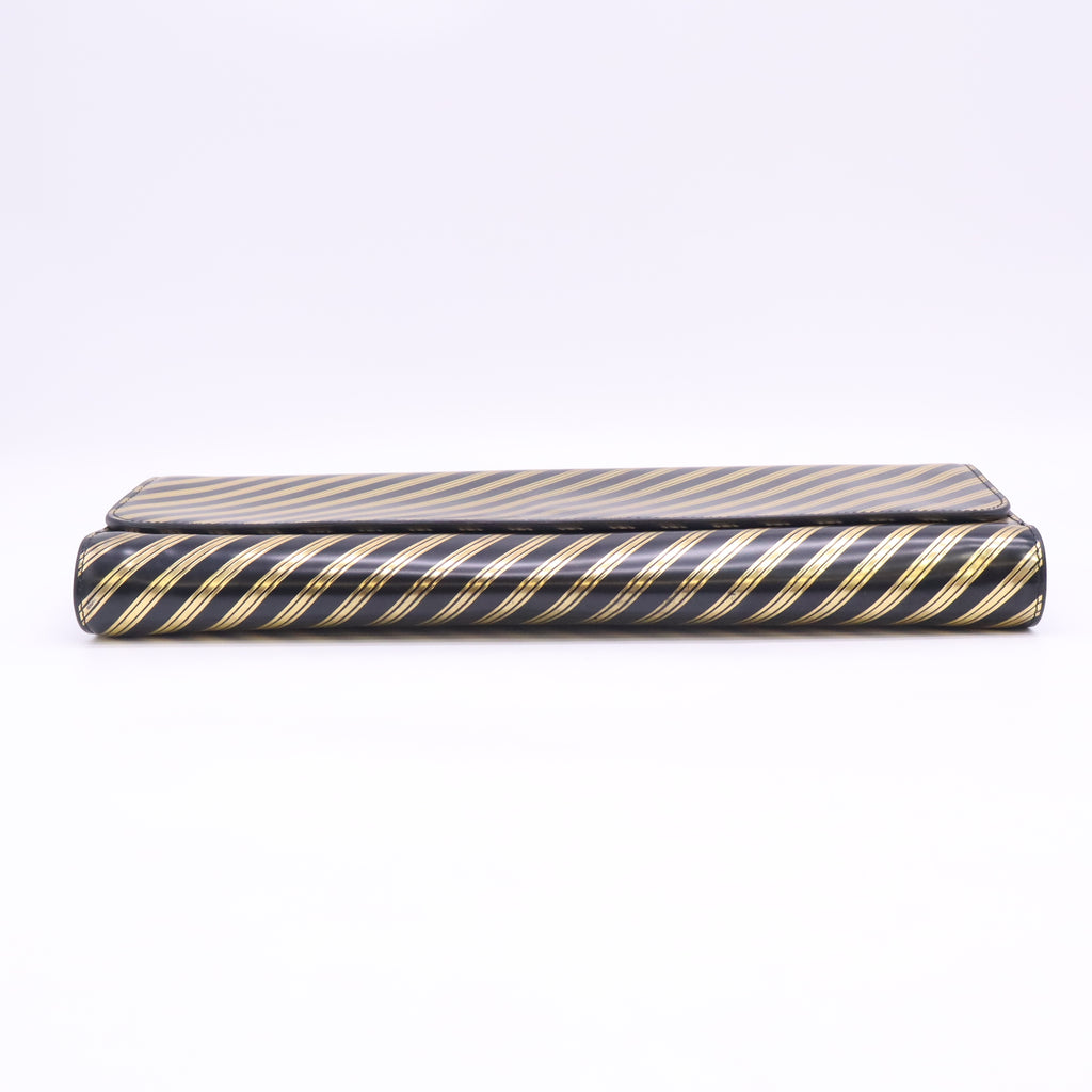 Balenciaga Gold Diagonal Stripe Clutch B24345