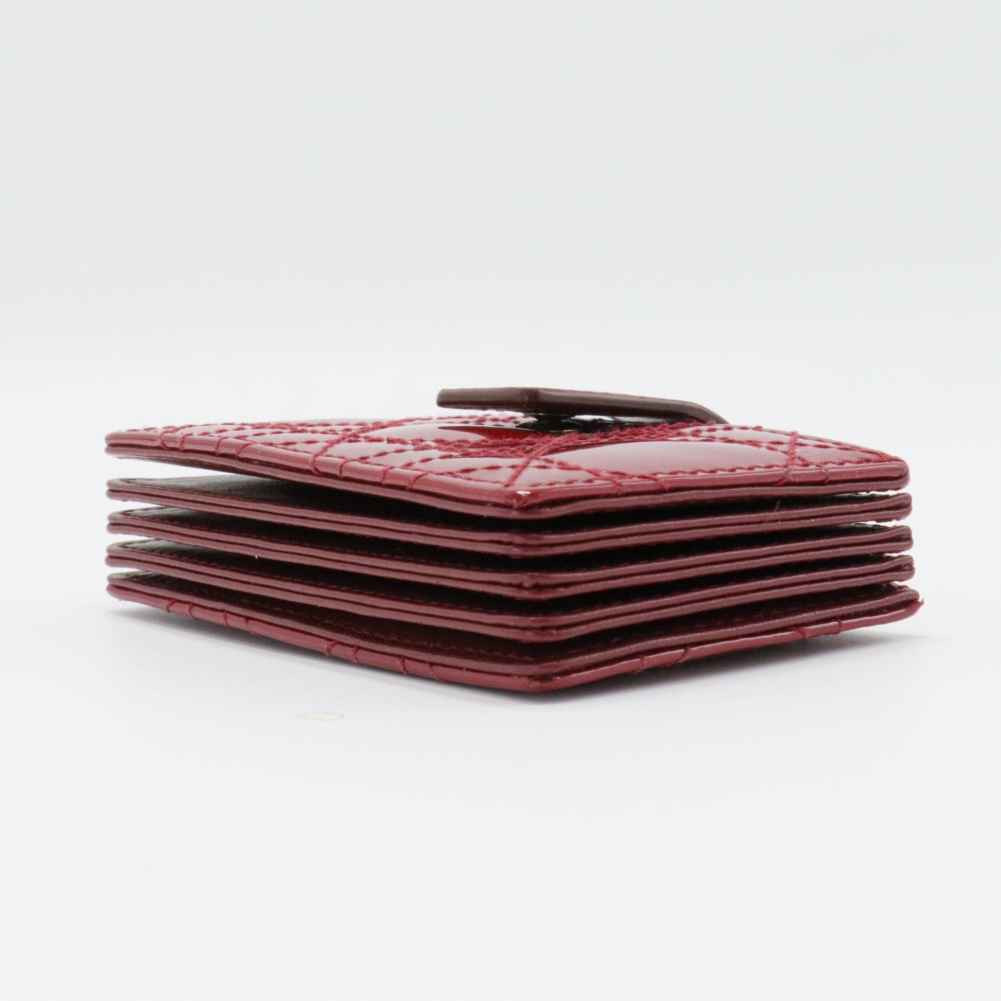 Cannage Pattern Patent Leather Wallet