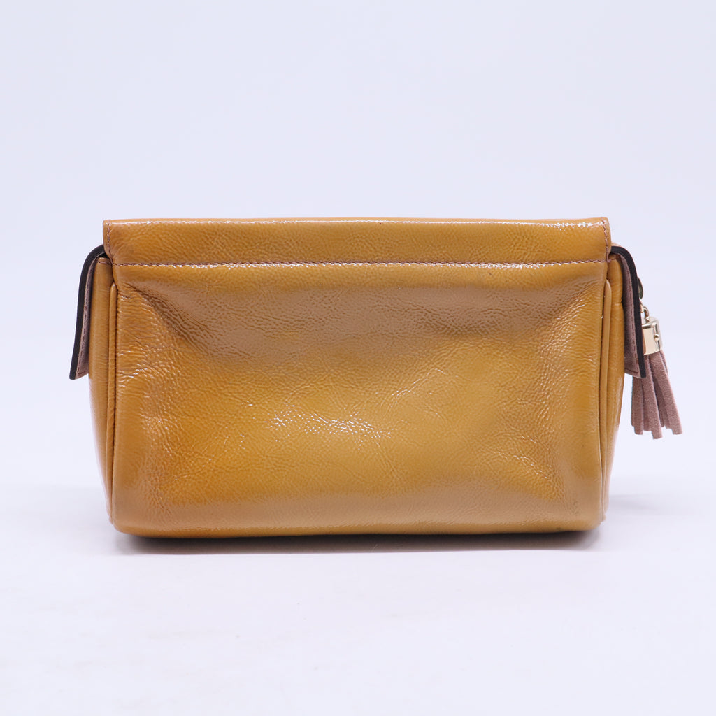 Soho Cosmetic Pouch Patent Beige Leather Logo B21039
