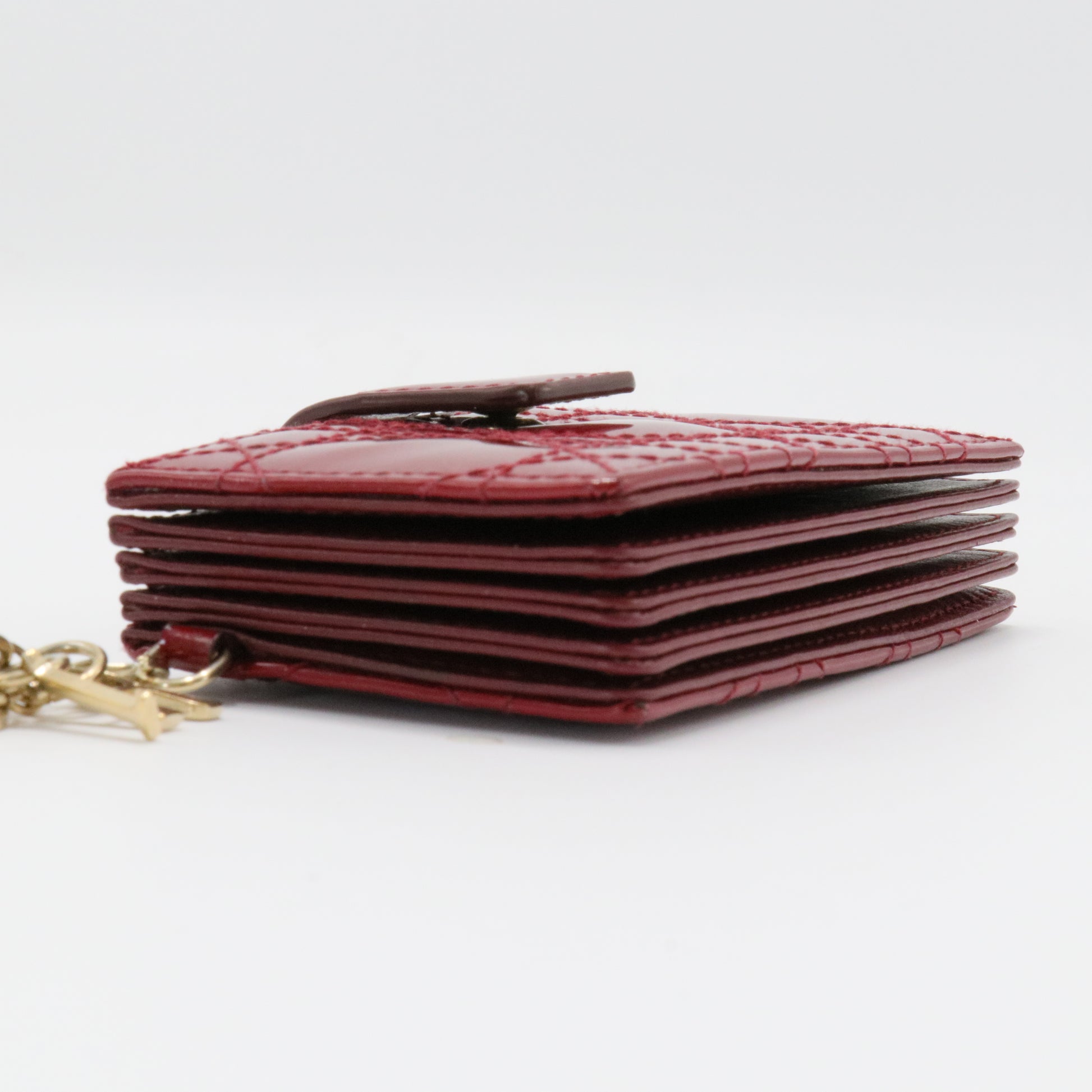 Cannage Pattern Patent Leather Wallet