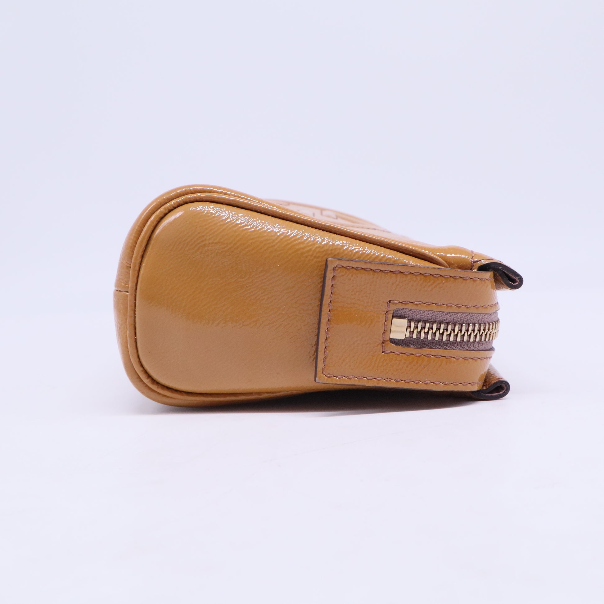 Soho Cosmetic Pouch Patent Beige Leather Logo B21039
