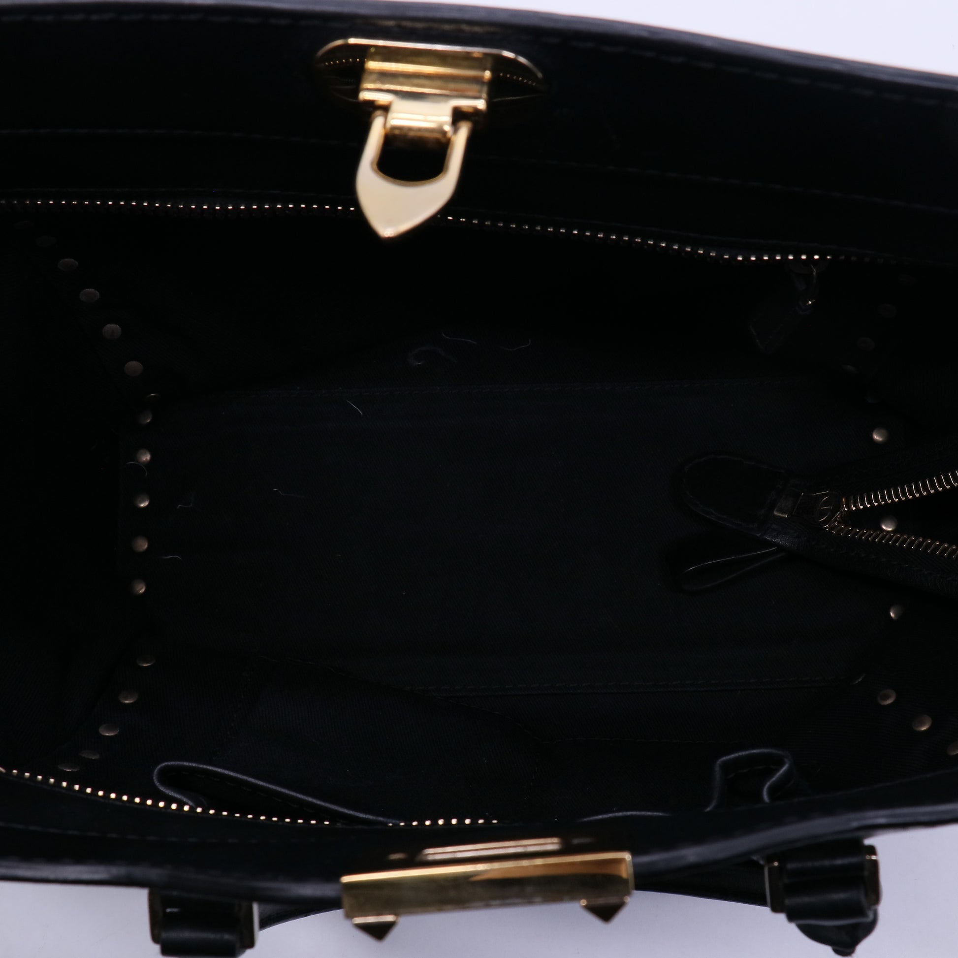 Valentino Black Leather Rockstud Medium Double Handle Tote Bag  B20954