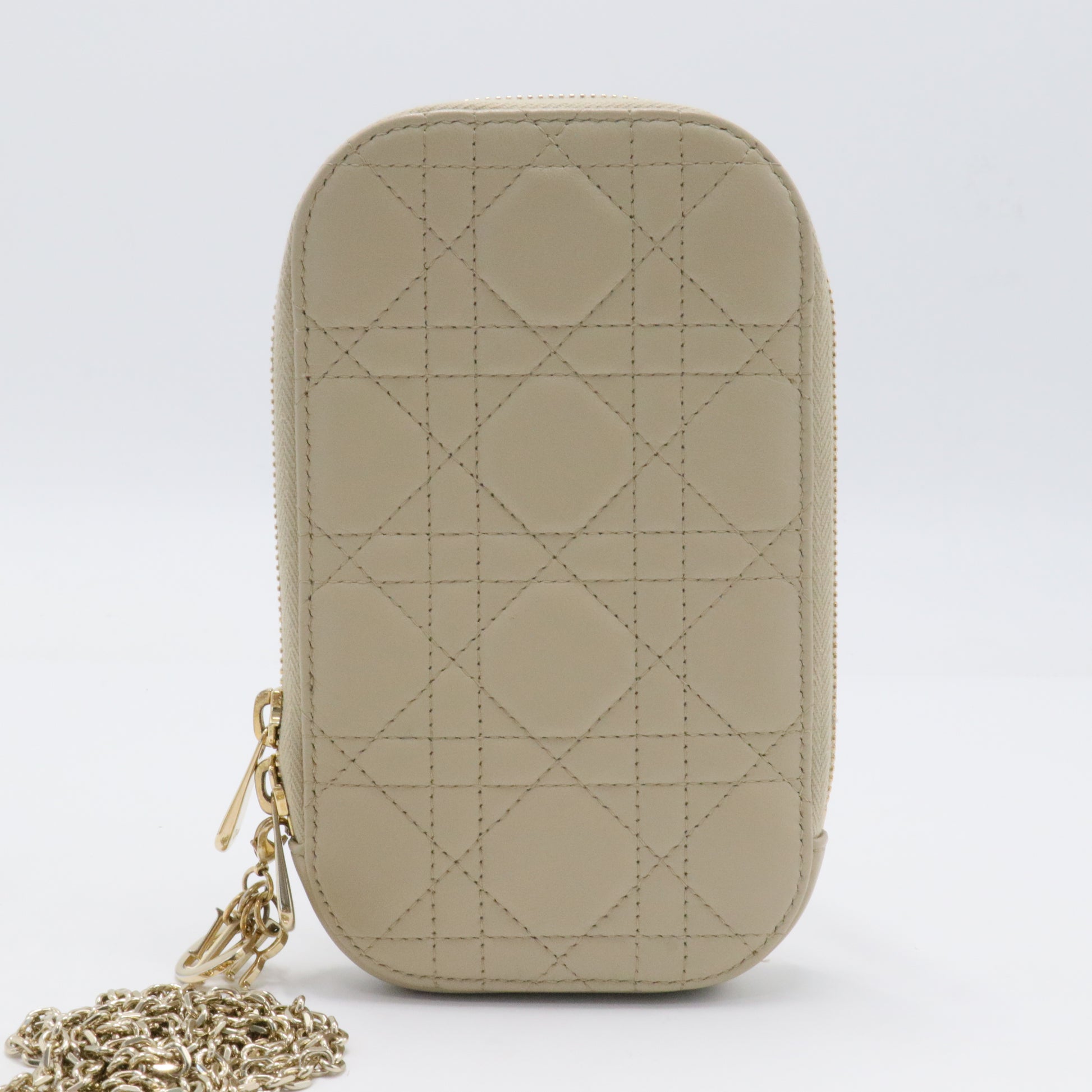Lady Dior Phone Holder on Chain Cannage Quilt Lambskin