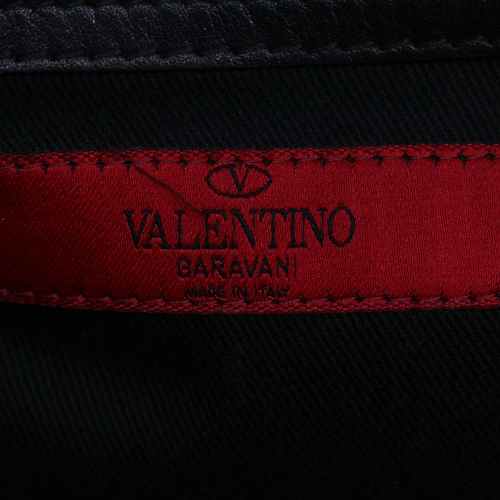 Valentino Black Leather Rockstud Medium Double Handle Tote Bag  B20954