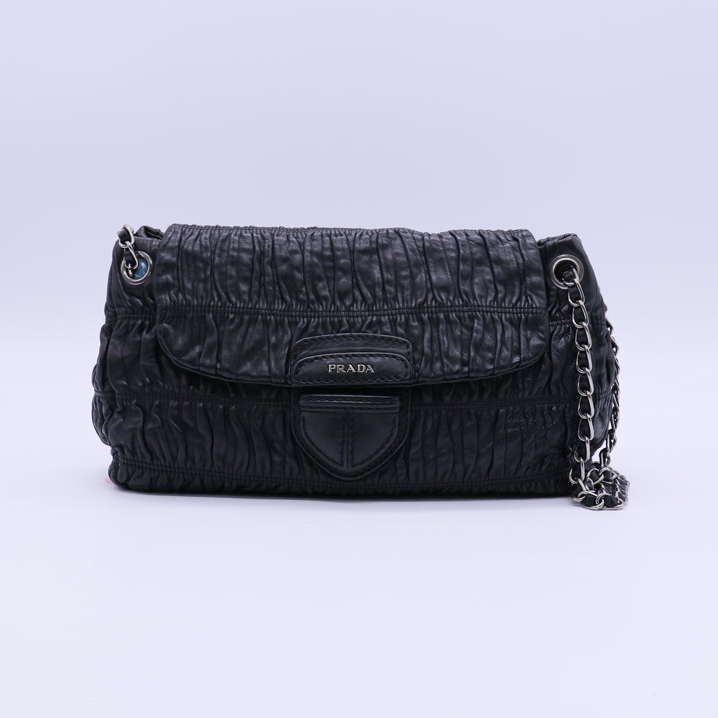 Gaufre Chain Flap Shoulder Bag Nappa Leather Twins LDJ3950