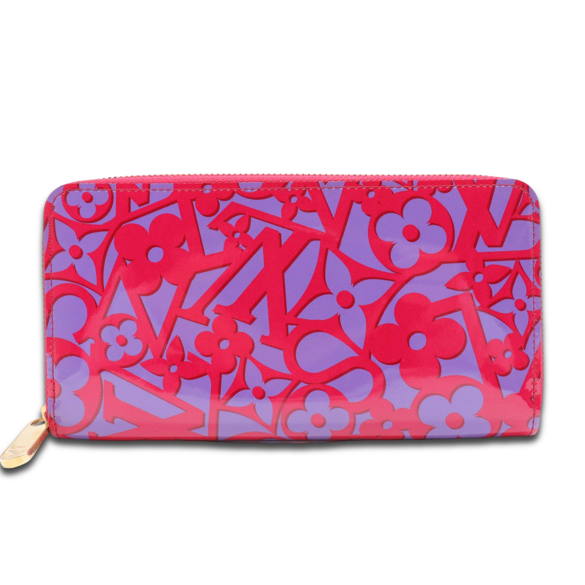 Red Vernis Sweet Monogram Zippy Wallet Purple