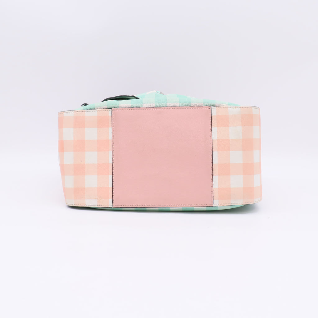 Loewe Calfskin Gingham Small Hammock Shoulder Bag Pink Green twins B22819
