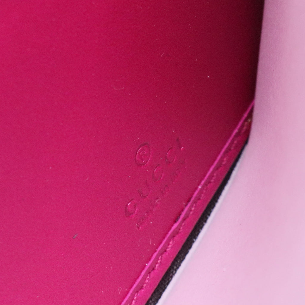 Fuchsia Microguccissima Leather Wallet-Chain Clutch Bag