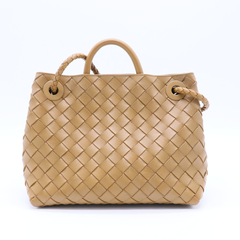 Nappa Intrecciato Medium Andiamo Shoulder Bag Dark Praline