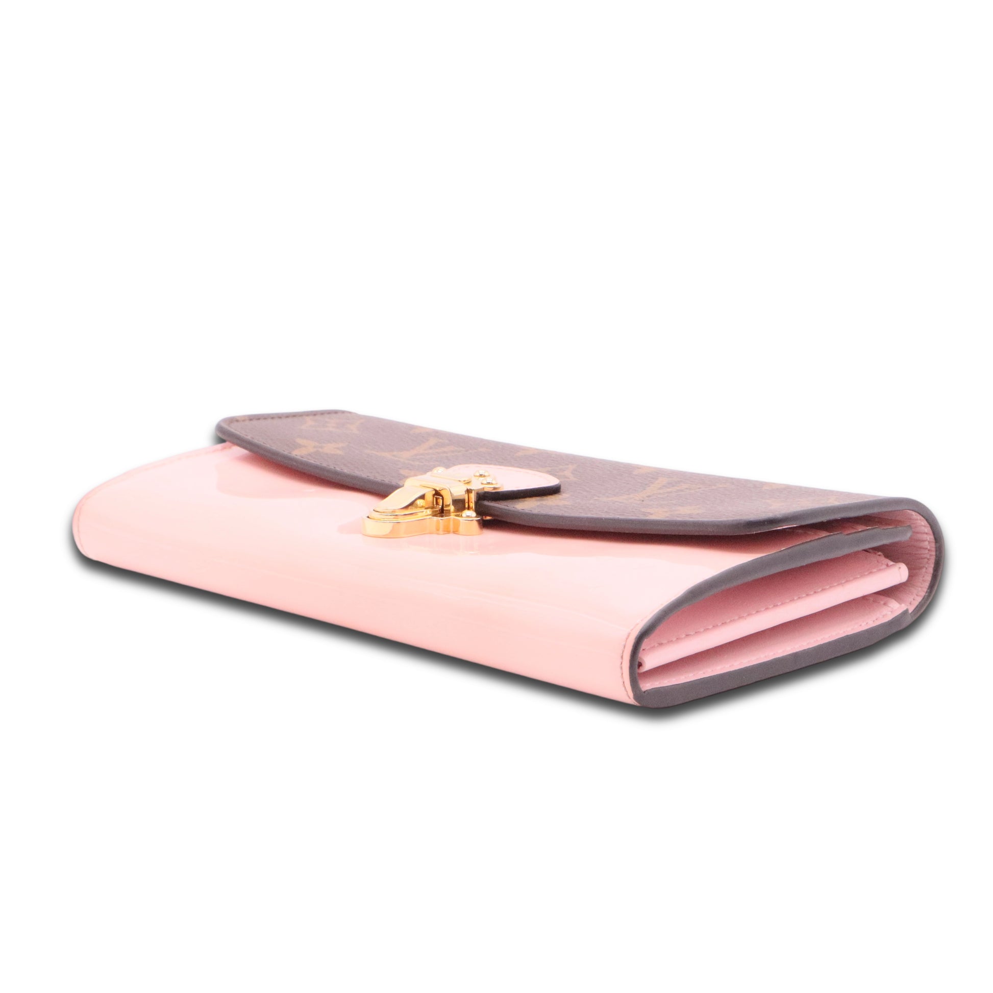 Patent Calfskin Monogram Cherrywood Wallet Rose Ballerine