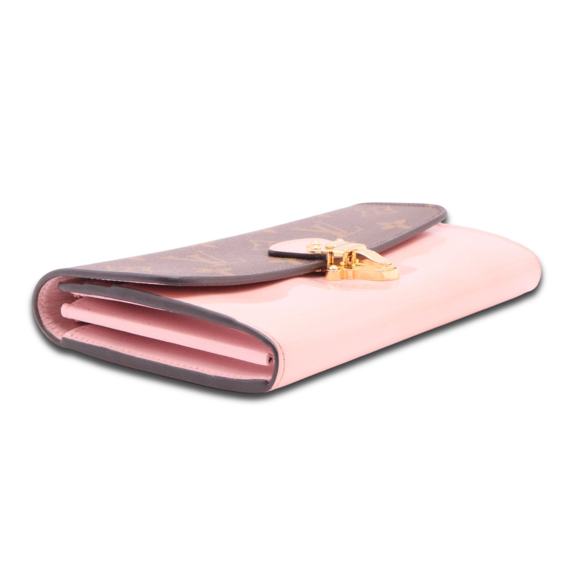 Patent Calfskin Monogram Cherrywood Wallet Rose Ballerine