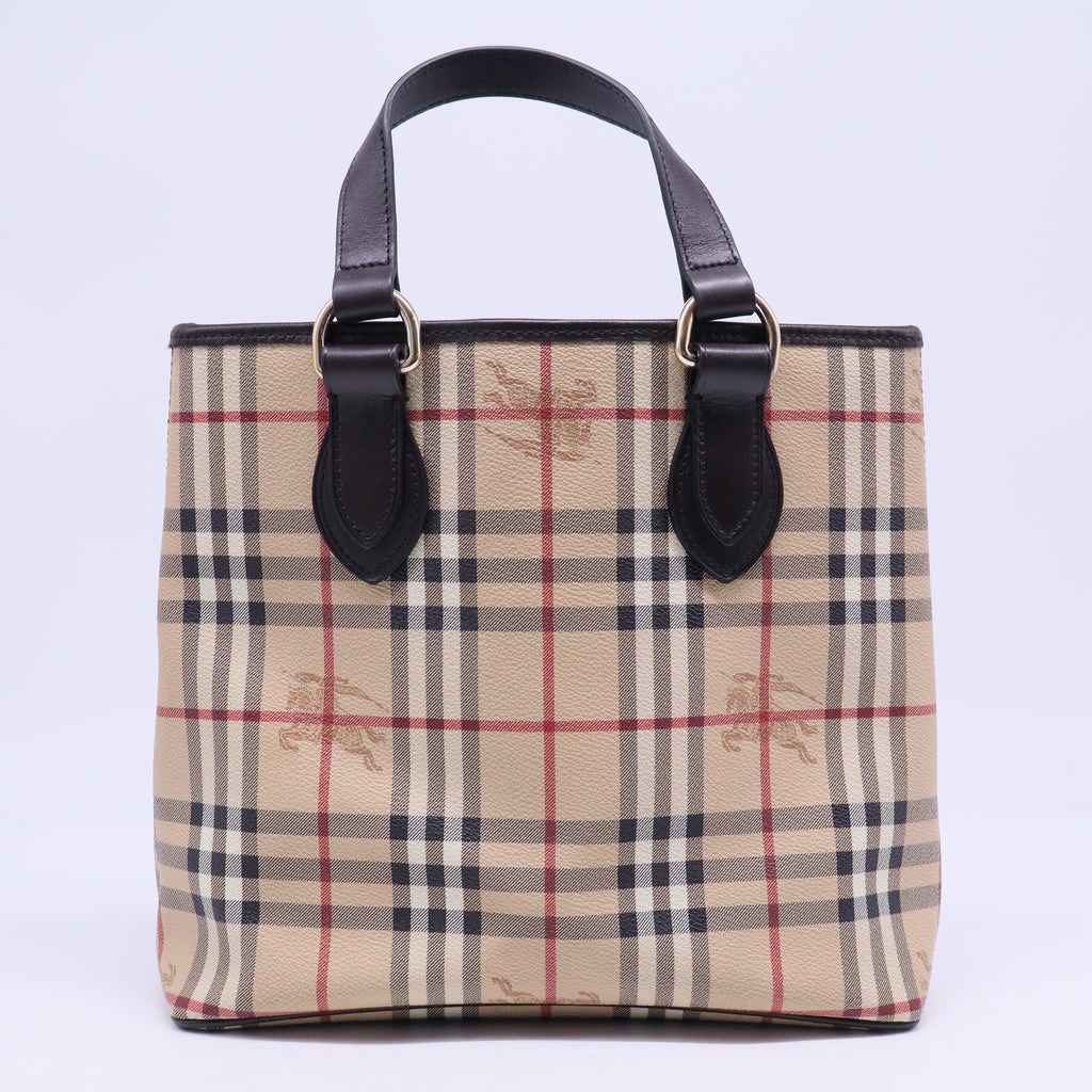 Burberry Haymarket Check Small Onslow Tote Chocolate B20747
