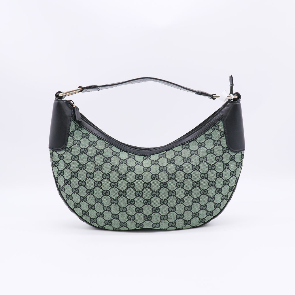 Gucci Green/Black GG Canvas Medium Hobo Bag twins B22939
