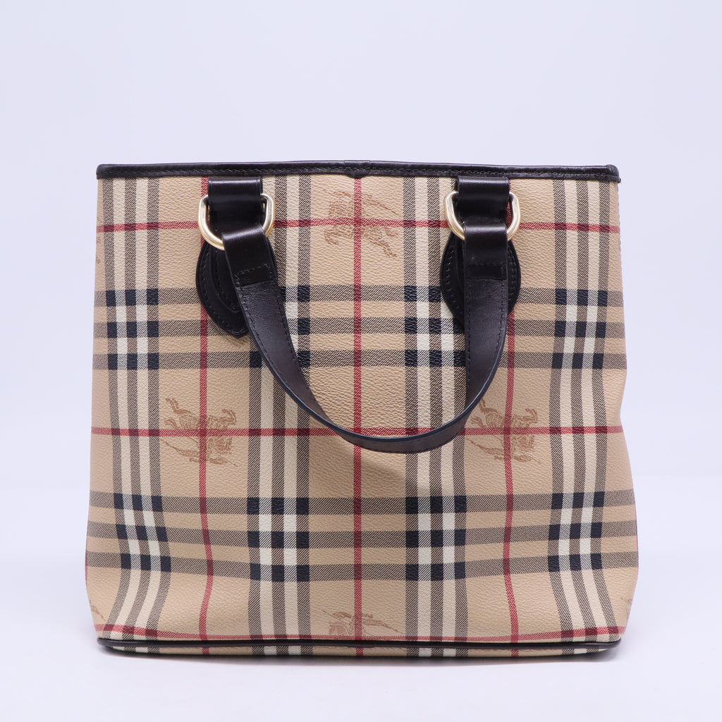 Burberry Haymarket Check Small Onslow Tote Chocolate B20747