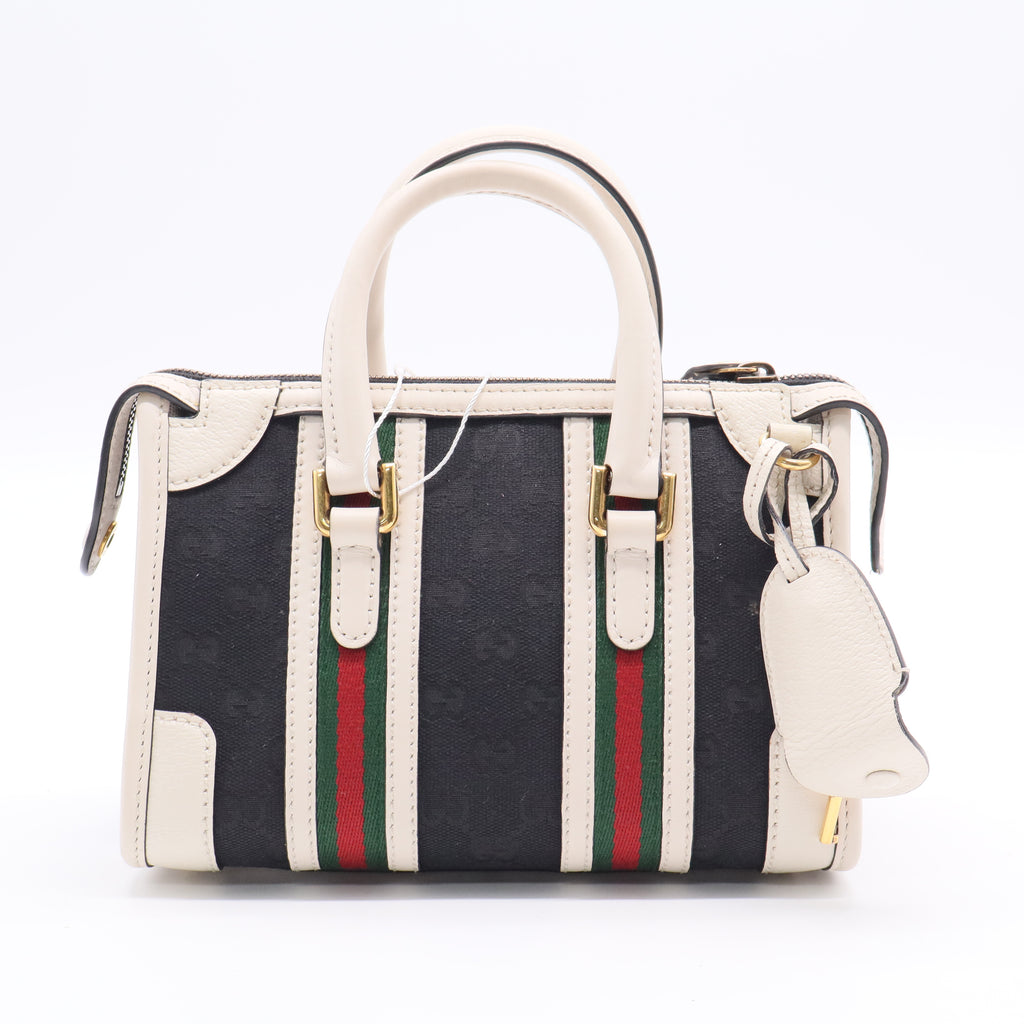 Bauletto Top Handle Bag GG Canvas and Leather Small Twins LDJ2633