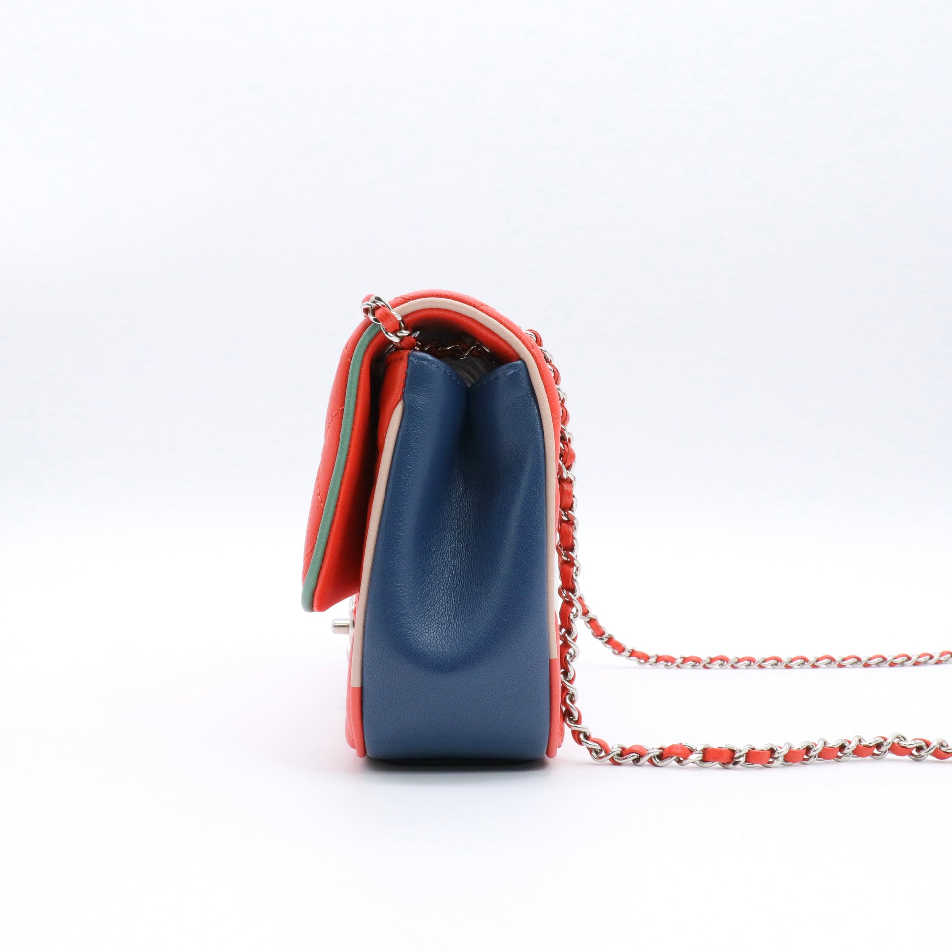 Lambskin Plexiglass Quilted Small Cuba Color Flap Red Multicolor For Gisel