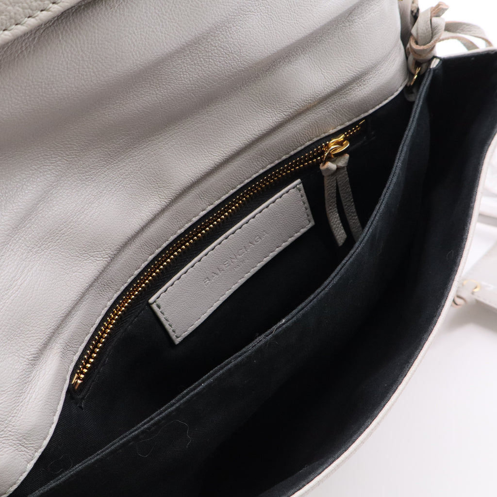Classic Metallic Edge Envelope Strap Clutch Leather