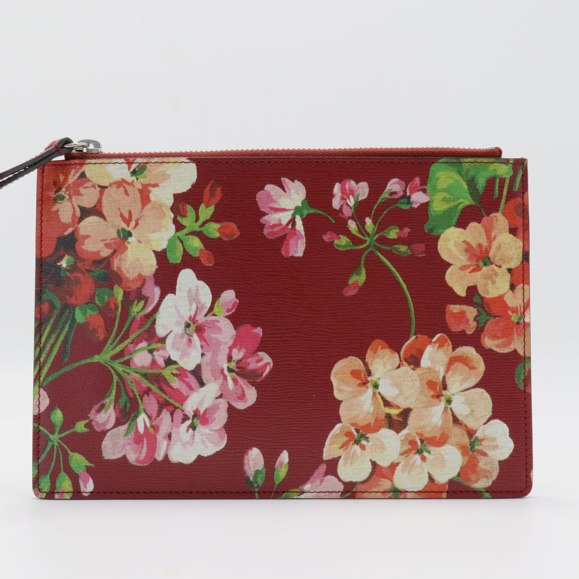 Zip Pouch GG Blooms Leather