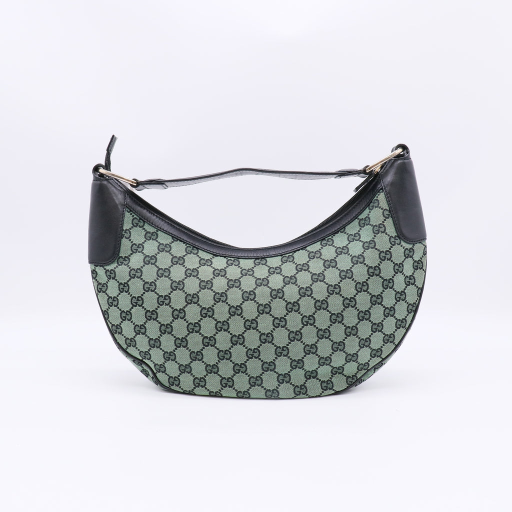 Gucci Green/Black GG Canvas Medium Hobo Bag twins B22939