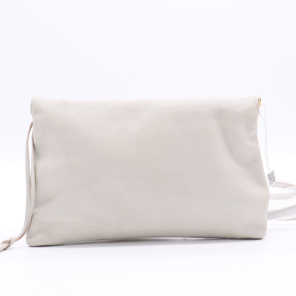 Classic Metallic Edge Envelope Strap Clutch Leather