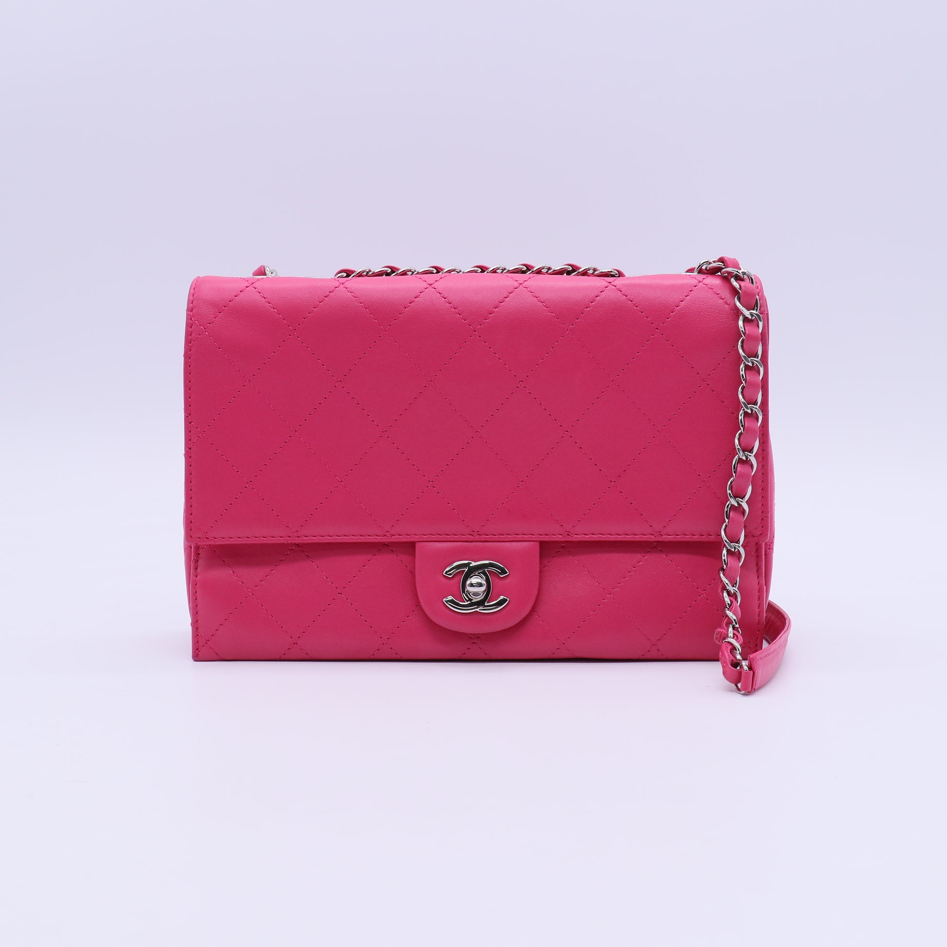 3 Compartment Flap Bag Quilted Calfskin Medium Twins B21806