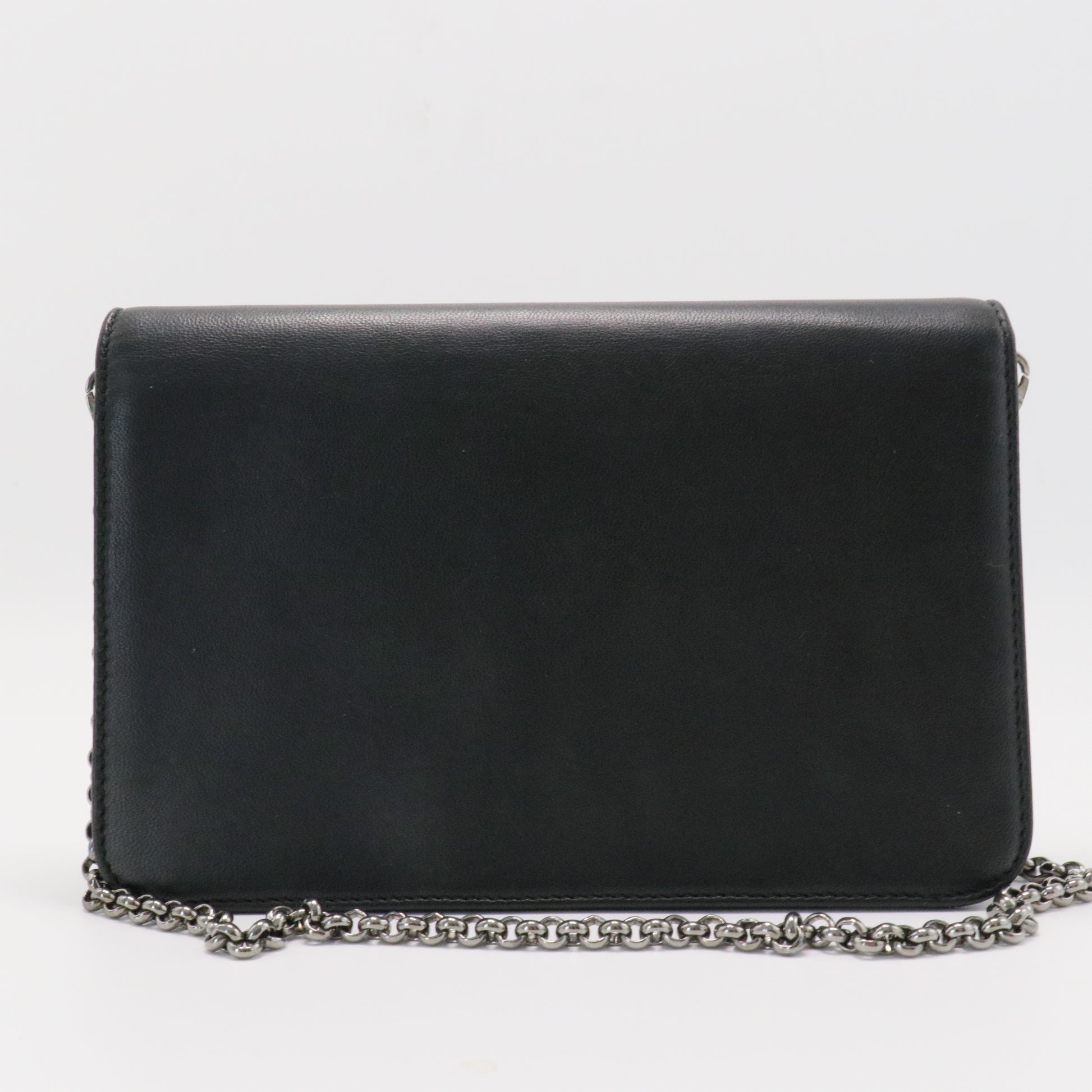 Smooth Lambskin Tribale Chain Wallet Black