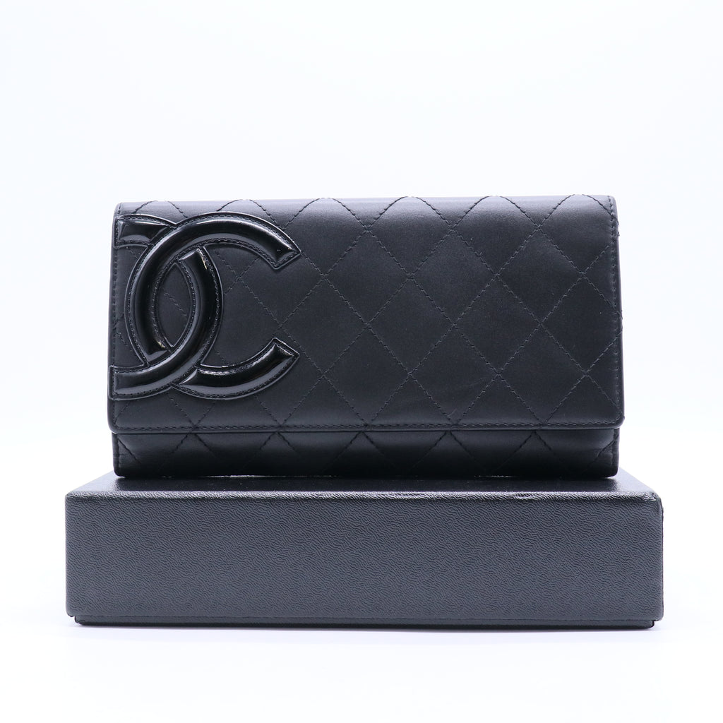 Cambon Line Bi-fold Long Wallet Black Pink