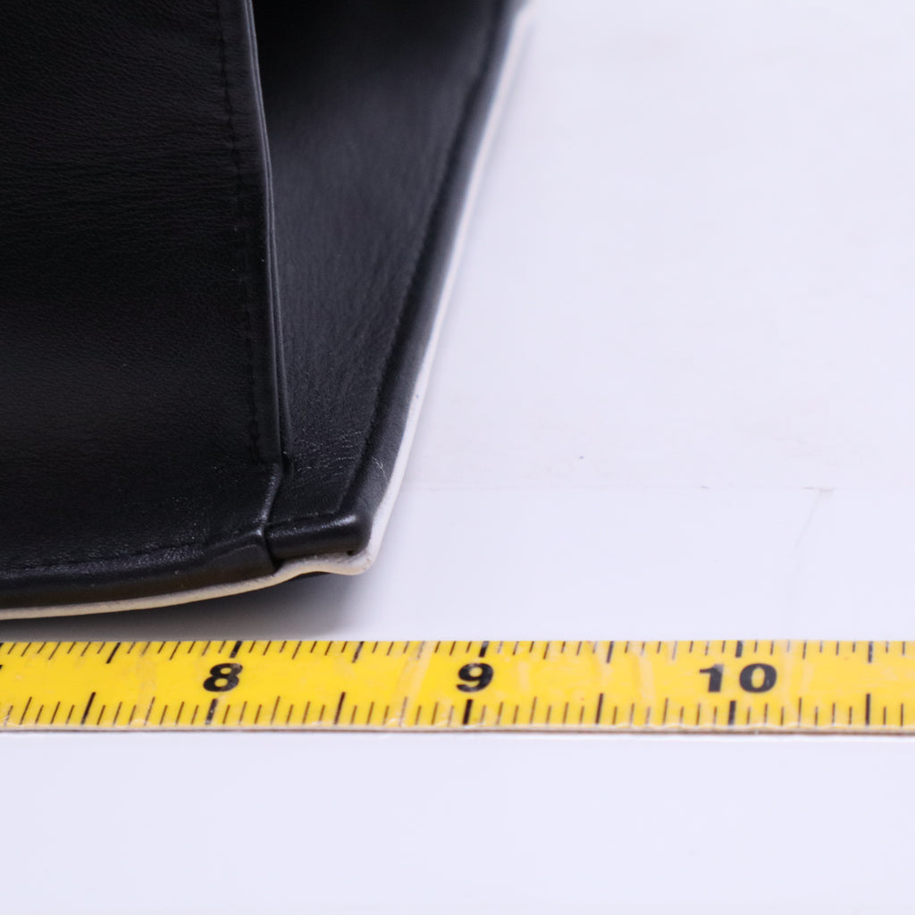 Black & White Calfskin Leather Square Frame Single Flap Bag