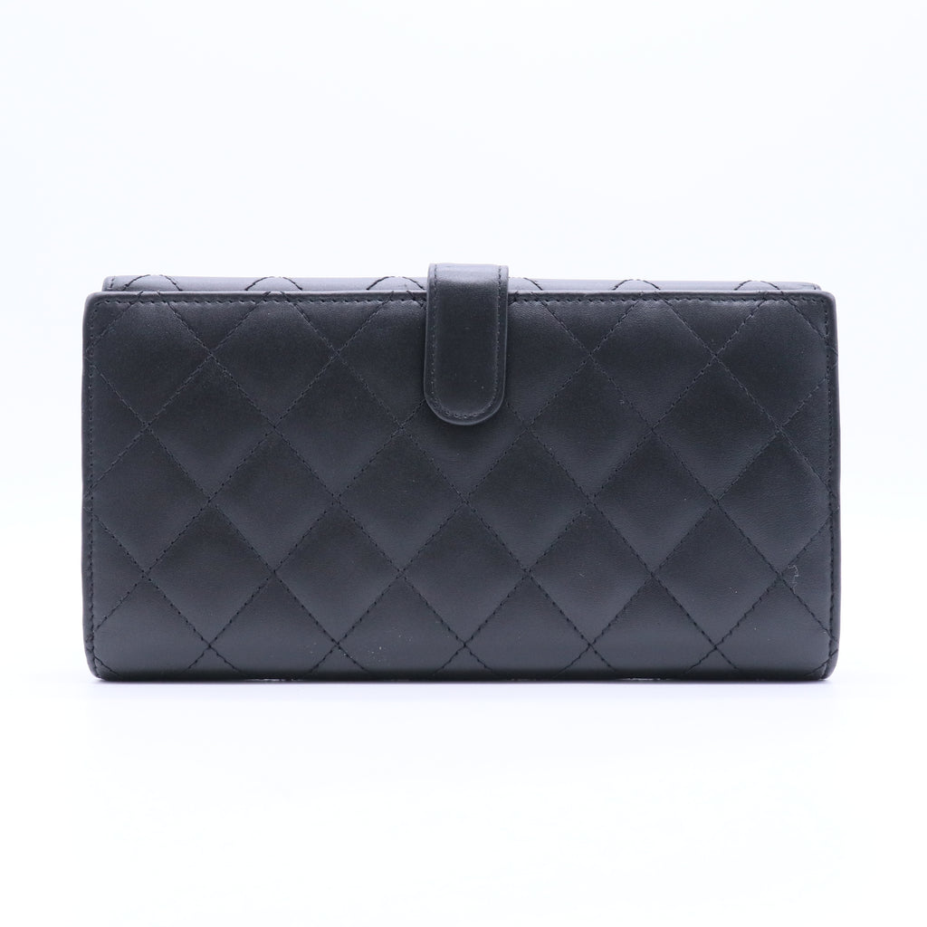 Cambon Line Bi-fold Long Wallet Black Pink