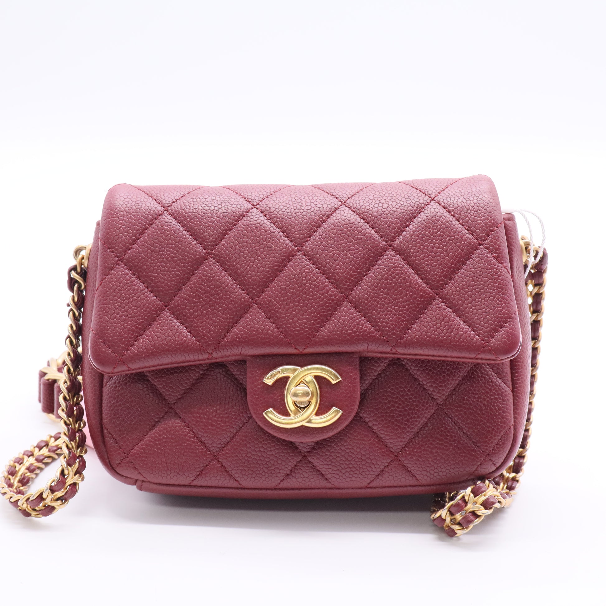 Chanel Caviar Quilted Mini Chain Soul Flap Burgundy  Twins LDJ2639